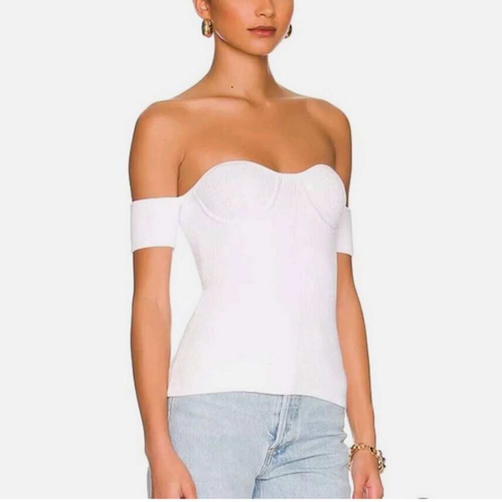 Helmut Lang Contour Banded-Sleeve Top in White - XS - NWT - Picture 3 of 9